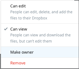 The pulldown menu containing the make owner option