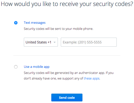 Team member auth app or text